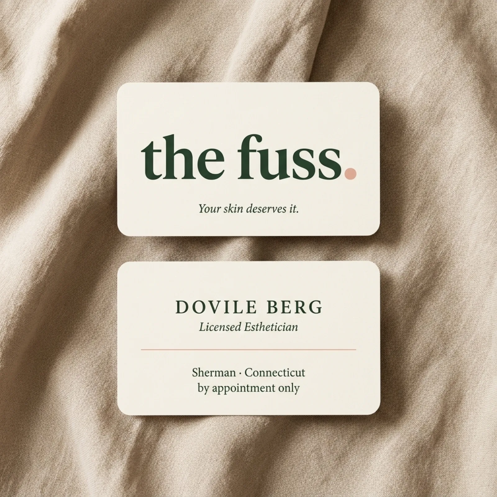 Business cards on linen